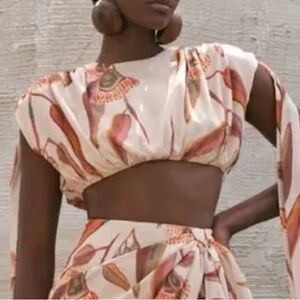 NWT Andrea Iyamah Floral Print Cropped Top